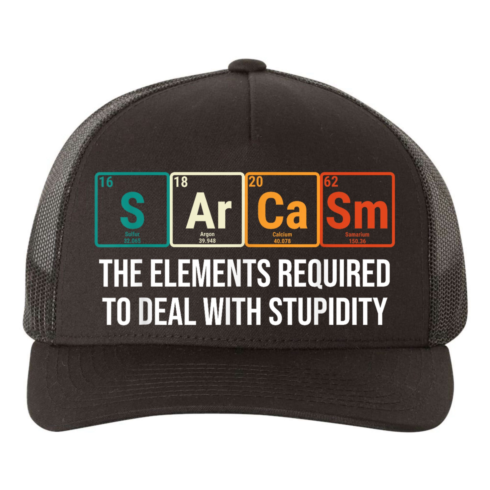 Vintage Sarcasm Elements Stupidity Chemistry Science Yupoong Adult 5-Panel Trucker Hat