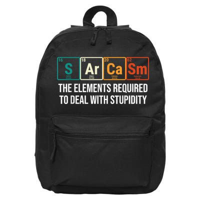 Vintage Sarcasm Elements Stupidity Chemistry Science 16 in Basic Backpack
