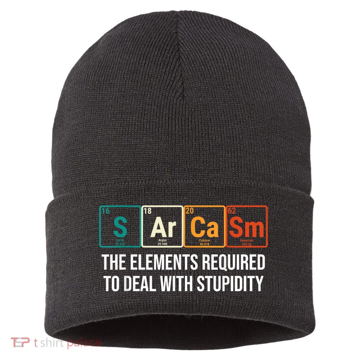 Vintage Sarcasm Elements Stupidity Chemistry Science Sustainable Knit Beanie