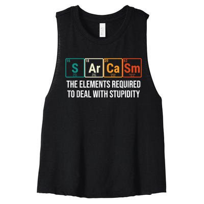 Vintage Sarcasm Elements Stupidity Chemistry Science Women's Racerback Cropped Tank