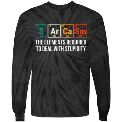 Vintage Sarcasm Elements Stupidity Chemistry Science Tie-Dye Long Sleeve Shirt