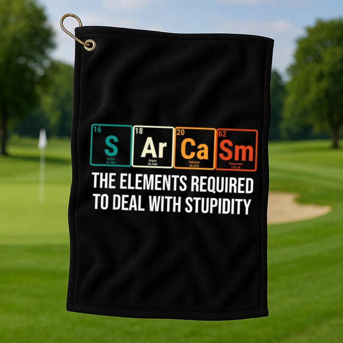 Vintage Sarcasm Elements Stupidity Chemistry Science Golf Towel