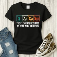 Vintage Sarcasm Elements Stupidity Chemistry Science Womens T-Shirt