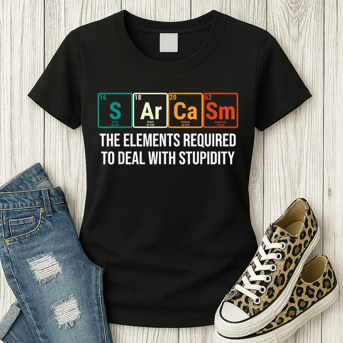 Vintage Sarcasm Elements Stupidity Chemistry Science Womens T-Shirt