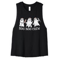 Vintage School ER RN ICU Halloween Ghost Boo Boo Crew Nurse Women's Racerback Cropped Tank