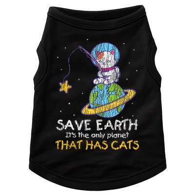 Vintage Save Earth That Has Cat Funny Earth Day Cat Lover Doggie Tank