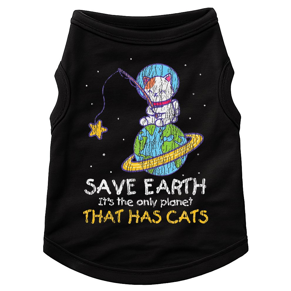 Vintage Save Earth That Has Cat Funny Earth Day Cat Lover Doggie Tank