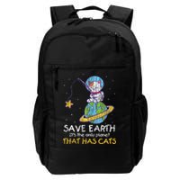 Vintage Save Earth That Has Cat Funny Earth Day Cat Lover Backpack