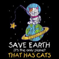 Vintage Save Earth That Has Cat Funny Earth Day Cat Lover Bucket Hat