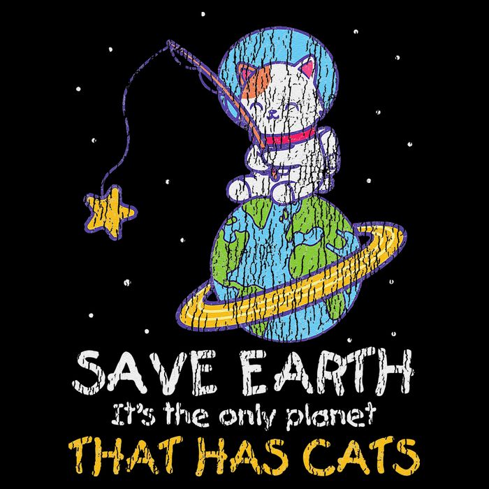 Vintage Save Earth That Has Cat Funny Earth Day Cat Lover Bucket Hat