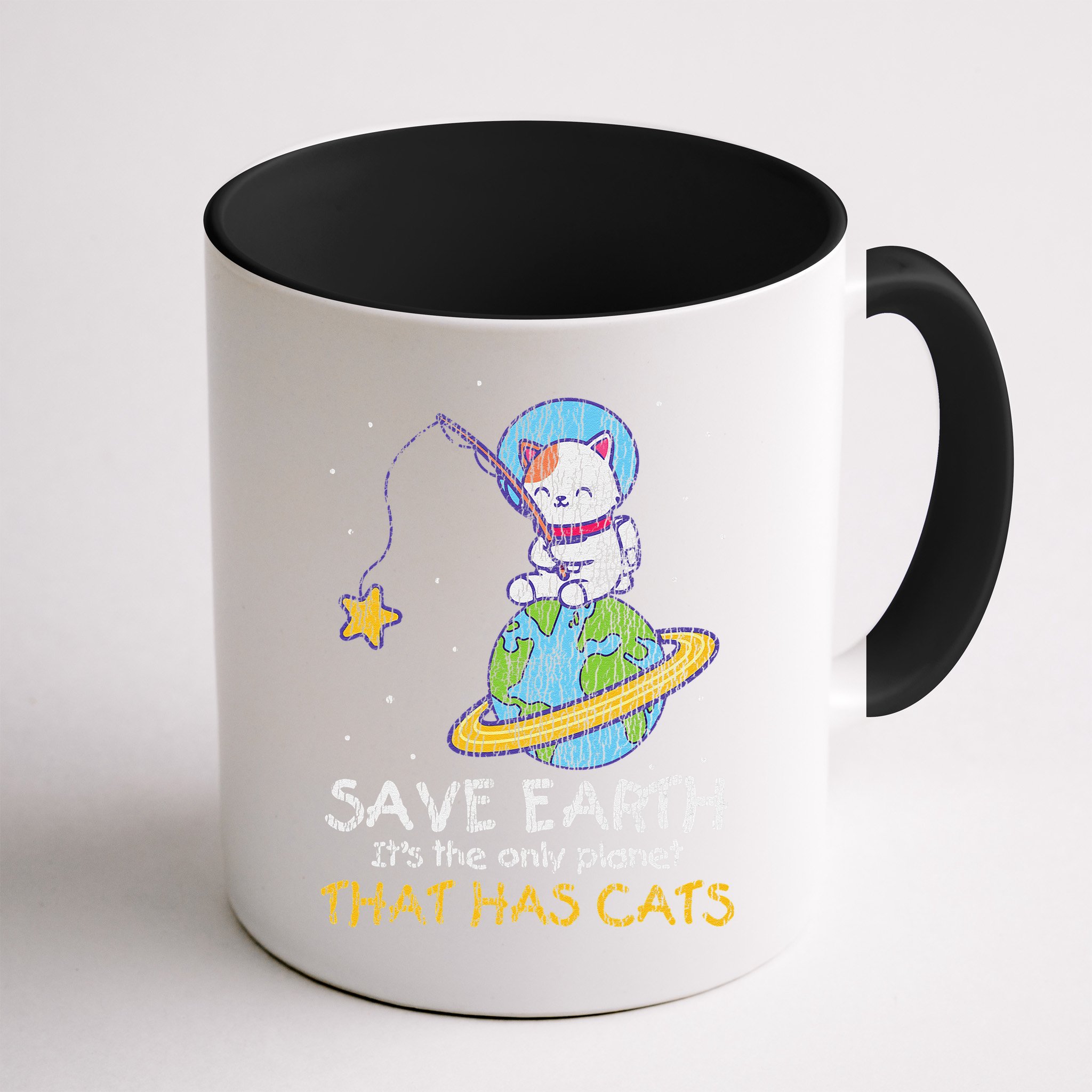 Vintage Save Earth That Has Cat Funny Earth Day Cat Lover Mug