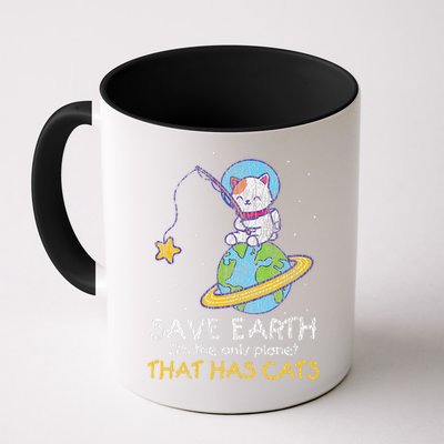 Vintage Save Earth That Has Cat Funny Earth Day Cat Lover Mug