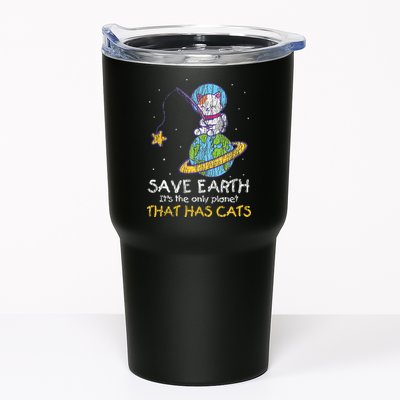 Vintage Save Earth That Has Cat Funny Earth Day Cat Lover Tumbler