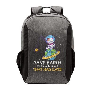 Vintage Save Earth That Has Cat Funny Earth Day Cat Lover Vector Backpack