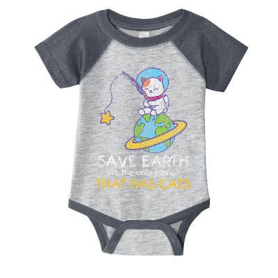 Vintage Save Earth That Has Cat Funny Earth Day Cat Lover Infant Baby Jersey Bodysuit
