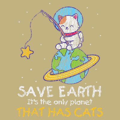 Vintage Save Earth That Has Cat Funny Earth Day Cat Lover T-Shirt