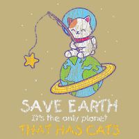 Vintage Save Earth That Has Cat Funny Earth Day Cat Lover Button