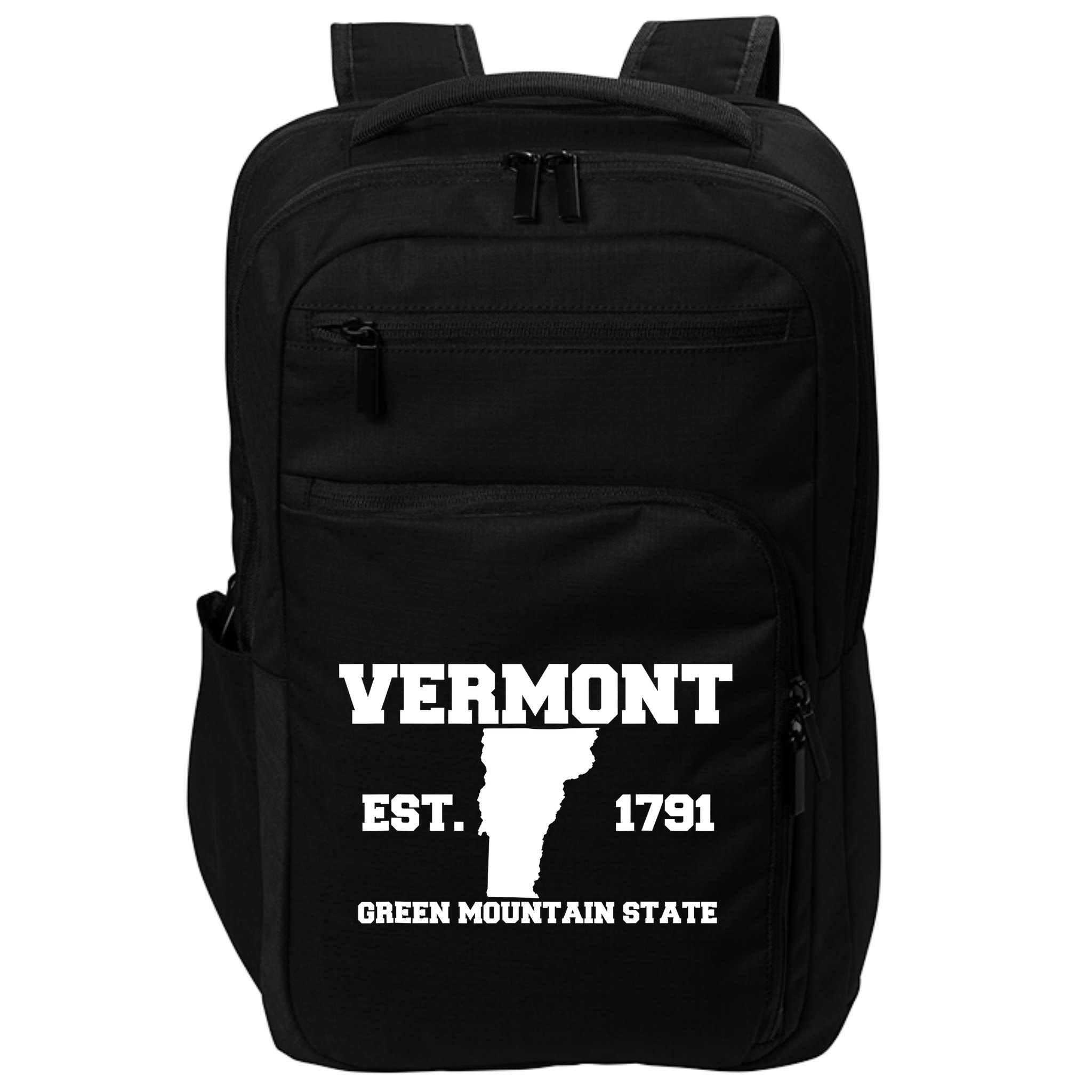 Vermont Souvenir Est 1791 Green Mountain For Men Women Kids Impact Tech Backpack