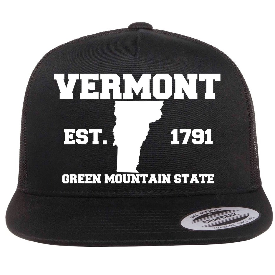 Vermont Souvenir Est 1791 Green Mountain For Men Women Kids Flat Bill Trucker Hat