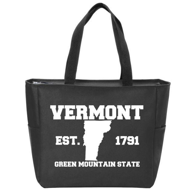 Vermont Souvenir Est 1791 Green Mountain For Men Women Kids Zip Tote Bag