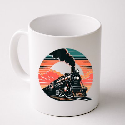 Vintage Steam Engine Train Locomotive Cool Sunset Railroad Coffee Mug