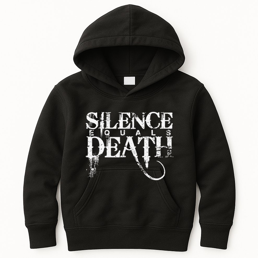 Vintage Silence Equals Hardcore Punk Death Rock Music Band Kids Hoodie