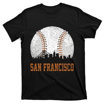 Vintage San Francisco Cityscape Baseball Lover Player Fans T-Shirt