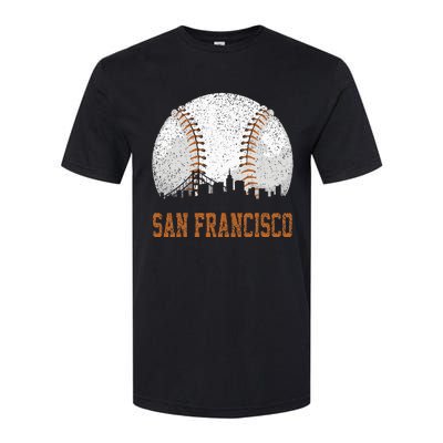 Vintage San Francisco Cityscape Baseball Lover Player Fans Softstyle® CVC T-Shirt