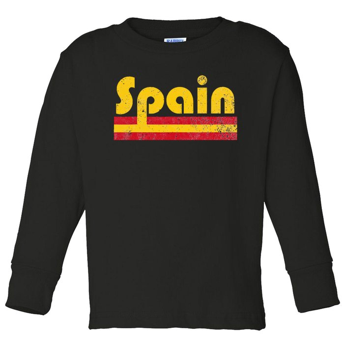 Vintage Spanish Flag Spain Pride Roots Heritage Gift Toddler Long Sleeve Shirt