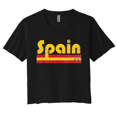 Vintage Spanish Flag Spain Pride Roots Heritage Gift Women's Crop Top Tee