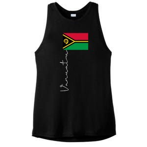 Vanuatu Signature Flag Pole Patriotic Cool Gift Ladies PosiCharge Tri-Blend Wicking Tank