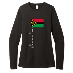 Vanuatu Signature Flag Pole Patriotic Cool Gift Womens CVC Long Sleeve Shirt