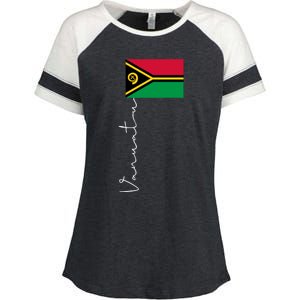 Vanuatu Signature Flag Pole Patriotic Cool Gift Enza Ladies Jersey Colorblock Tee