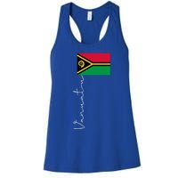 Vanuatu Signature Flag Pole Patriotic Cool Gift Women's Racerback Tank