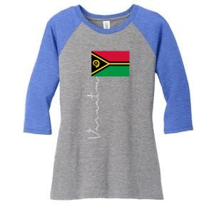 Vanuatu Signature Flag Pole Patriotic Cool Gift Women's Tri-Blend 3/4-Sleeve Raglan Shirt