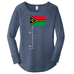 Vanuatu Signature Flag Pole Patriotic Cool Gift Women's Perfect Tri Tunic Long Sleeve Shirt