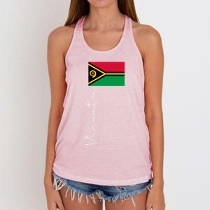 Vanuatu Signature Flag Pole Patriotic Cool Gift Women's Knotted Racerback Tank