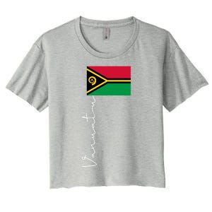 Vanuatu Signature Flag Pole Patriotic Cool Gift Women's Crop Top Tee