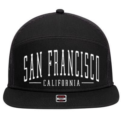 Vintage San Francisco California Arched Text Travel Souvenir 7 Panel Mesh Trucker Snapback Hat