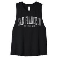 Vintage San Francisco California Arched Text Travel Souvenir Women's Racerback Cropped Tank