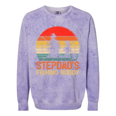 Vintage Stepdad's Fishing Buddy Fishing Father's Day Meaningful Gift Colorblast Crewneck Sweatshirt