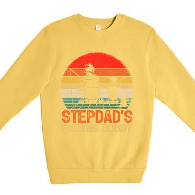 Vintage Stepdad's Fishing Buddy Fishing Father's Day Meaningful Gift Premium Crewneck Sweatshirt