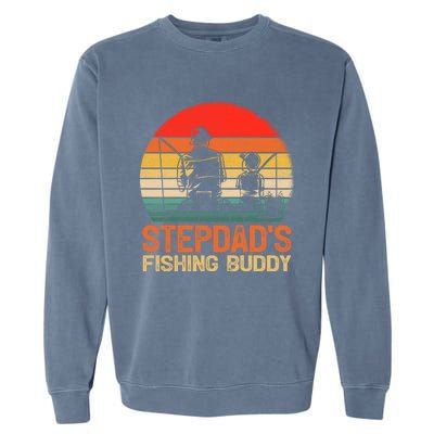 Vintage Stepdad's Fishing Buddy Fishing Father's Day Meaningful Gift Garment-Dyed Sweatshirt