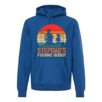 Vintage Stepdad's Fishing Buddy Fishing Father's Day Meaningful Gift Premium Hoodie