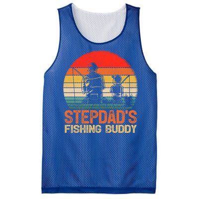 Vintage Stepdad's Fishing Buddy Fishing Father's Day Meaningful Gift Mesh Reversible Basketball Jersey Tank