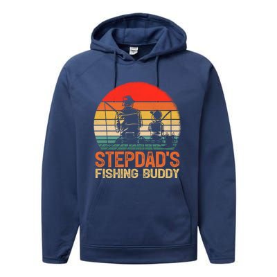 Vintage Stepdad's Fishing Buddy Fishing Father's Day Meaningful Gift Performance Fleece Hoodie