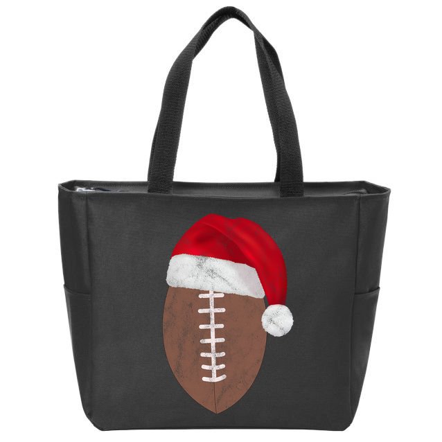 Vintage Santa Football Lover Christmas Zip Tote Bag