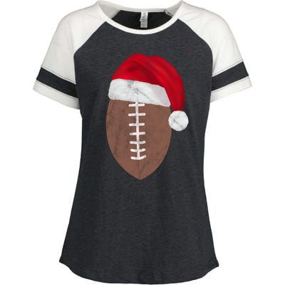 Vintage Santa Football Lover Christmas Enza Ladies Jersey Colorblock Tee