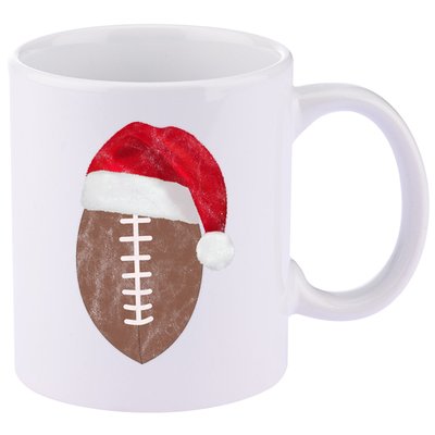Vintage Santa Football Lover Christmas 11oz C Handle Ceramic Mug