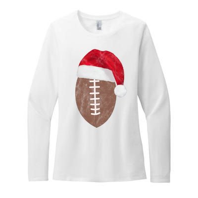 Vintage Santa Football Lover Christmas Womens CVC Long Sleeve Shirt